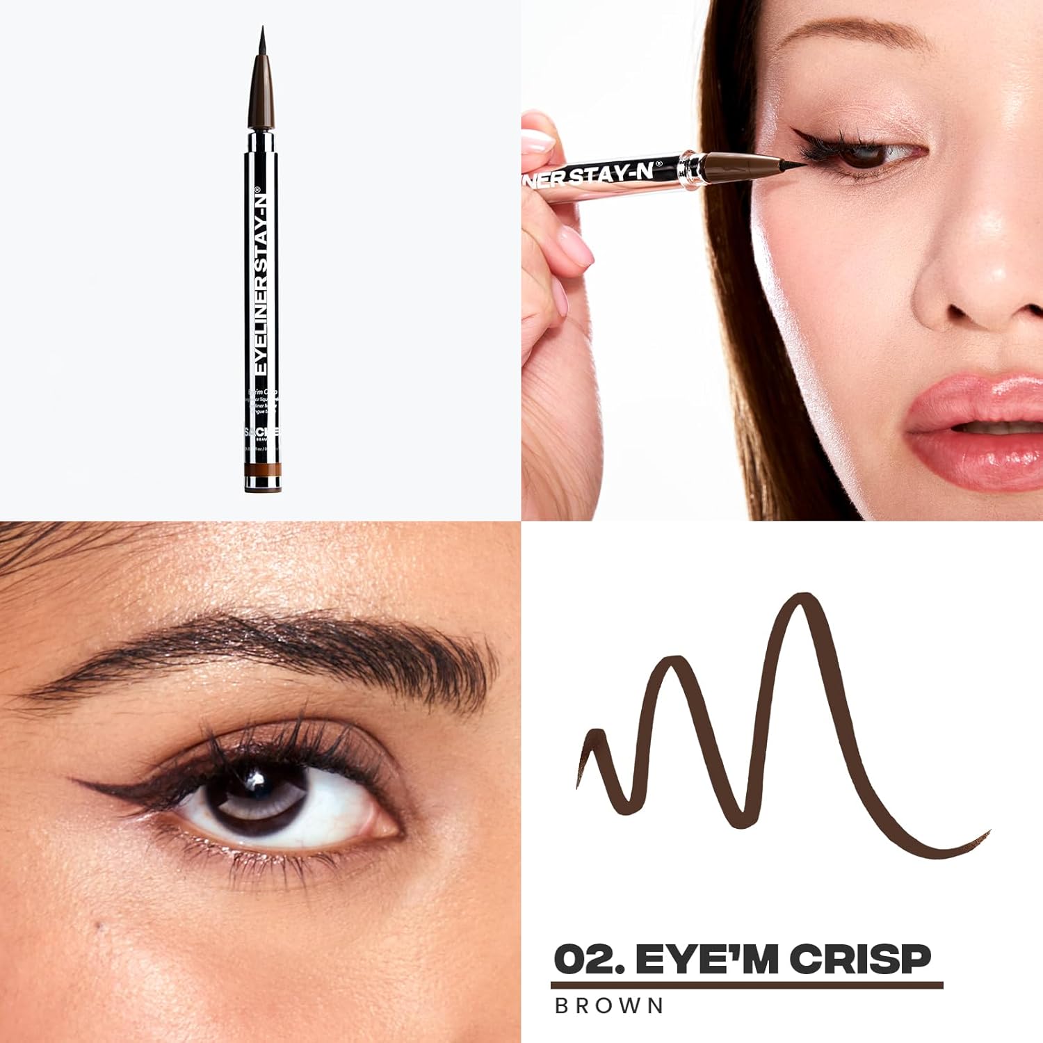 Sacheu Liquid Eyeliner STAY-N Long Wear Waterproof Eyeliner Pen with Ultra-Precise 360° Flexible Tip — Smudge-Proof Vegan & Cruelty-Free Eye Makeup, Eye’m Crisp-Velvo Beauty
