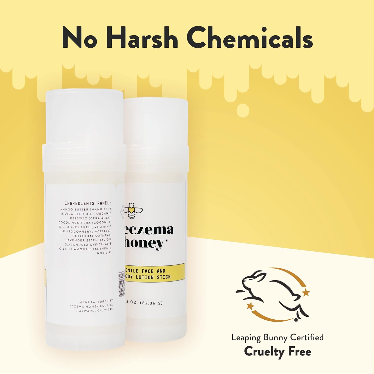 ECZEMA HONEY Gentle Face & Body Lotion Stick - Moisturizing Colloidal Oatmeal Hand Cream for Extremely Dry Skin - Eczema Lotion Helps Psoriasis, Dermatitis & More (2.2 Oz)-Velvo Beauty