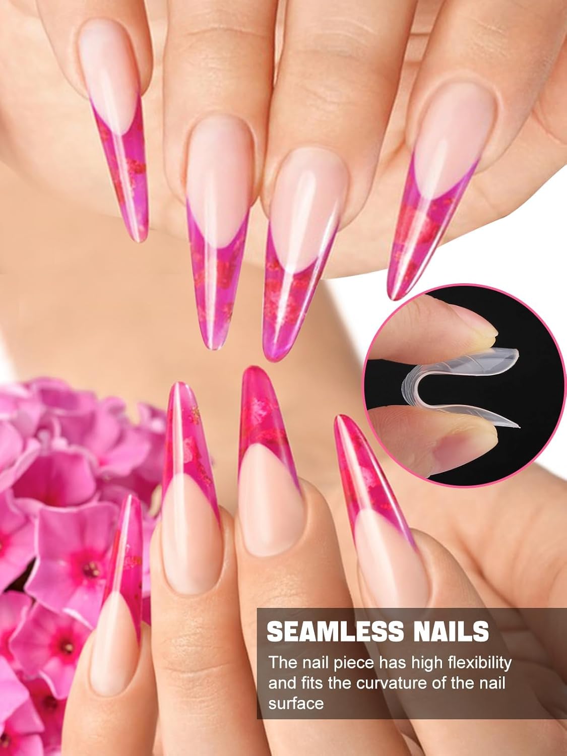 TOROKOM Nail Dual Forms for Poly Nail Gel, 120Pcs Stiletto Extension Gel Nail Molds Clear Acrylic Nail Tips, Full Cover Reusable Nail Forms for Builder Nail Gel Nail Art Design Salon&DIY-Velvo Beauty