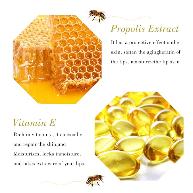 Honey Lip Butter, Hydrating Overnight Lip Balm & Mask, Bee Lip Mask, 12 Hours Long-lasting Moisture, Hygienic Twist Dispenser, Cracked Lip Scrubs Exfoliato Lip Wrinkle Skin Care Products-Velvo Beauty