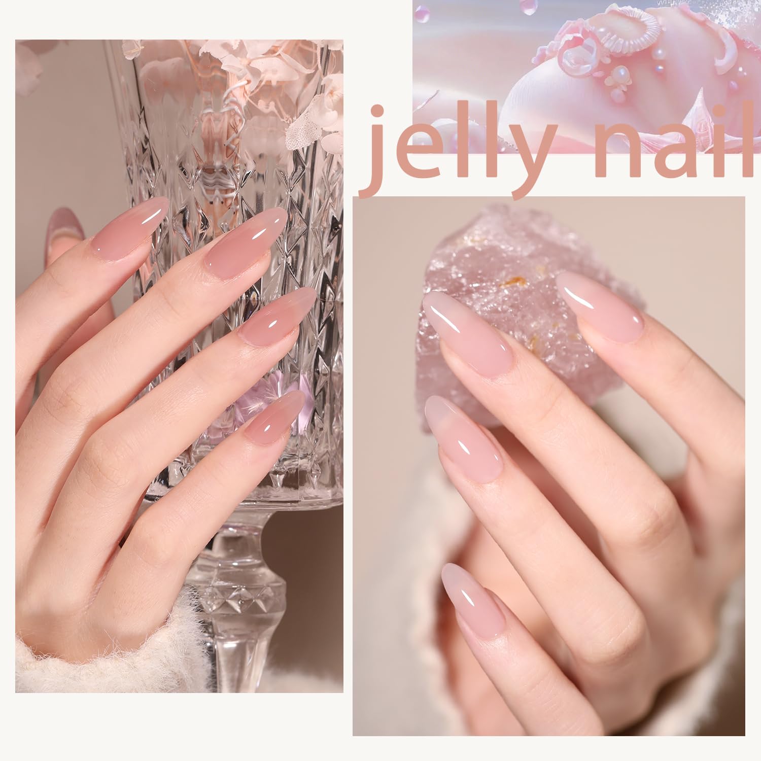 Jelly Pink Gel Nail Polish Set of 10 Colors Nude Gel Polish Kit UV LED Soak Off Nail Polish Gel Home DIY Manicure Nail Art Salon Varnish-Velvo Beauty