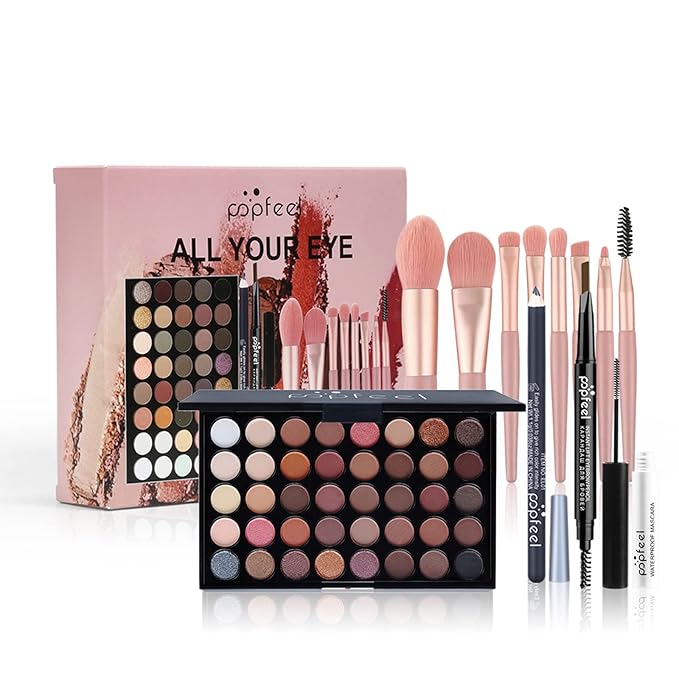All in One Makeup Kit,40 Colors Eyeshadow Palette,Christmas Makeup Kit,Full Starter Cosmetics Set with Makeup Brushes,Brow Pencil, Mascara,Women and Teens Makeup Gift Set-Velvo Beauty