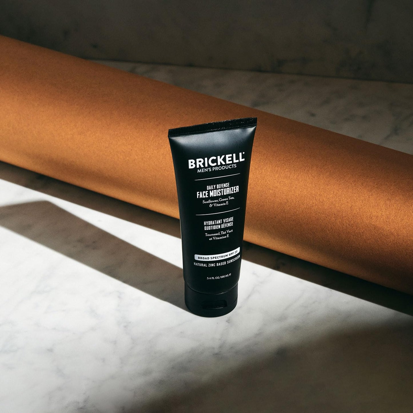 Brickell Men's Daily Defense SPF20 Face Moisturizer for Men, Natural & Organic, Zinc Oxide Face Moisturizing Mineral Sunscreen, Hydrates & Protects Skin Against Harmful UVA/B rays, 3.4oz, Unscented-Velvo Beauty