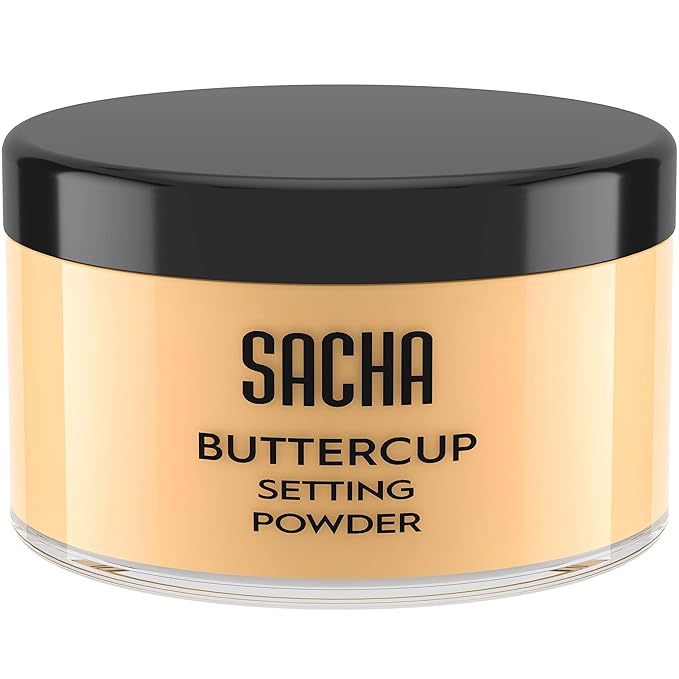 Sacha BUTTERCUP Setting Powder Makeup 1.75 Oz. Translucent Setting Powder for Oily Skin Finishing Powder Loose Powder Makeup Blurring Powder Blurs Fine Lines and Pores For Medium to Dark Skin Tones-Velvo Beauty
