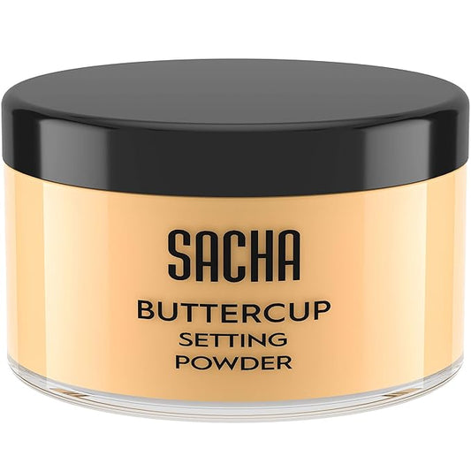 Sacha BUTTERCUP Setting Powder Makeup 1.75 Oz. Translucent Setting Powder for Oily Skin Finishing Powder Loose Powder Makeup Blurring Powder Blurs Fine Lines and Pores For Medium to Dark Skin Tones-Velvo Beauty