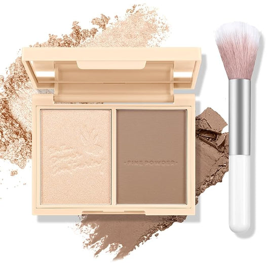Boobeen Highlighter Contour Makeup Palette Face Matte Bronzer Powder, Compact Contouring Blush for Cheeks, Natural Long Lasting with Brush-Velvo Beauty