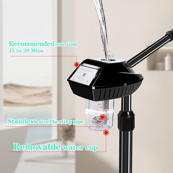 Professional Facial Steamer for Estheticians, Hot Mist & Timer Function, Ozone Facial Steamer on Wheels for Spa Beauty, Home Use-Velvo Beauty