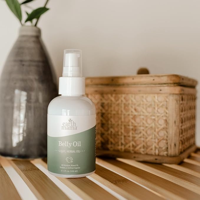 Earth Mama Belly Oil for Dry Skin | Calendula Skin Care Moisturizer Oil to Encourage Natural Elasticity and Help Prevent Stretch Marks During Pregnancy and Postpartum, 4-Fluid Ounce (3-Pack)-Velvo Beauty