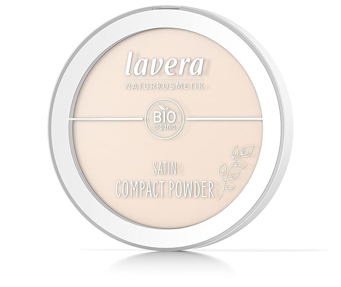 lavera Satin Compact Powder -Light 01- nude - almond oil & rice powder - Vegan - matting - long-lasting - Velvety texture 0.32 Fl Oz-Velvo Beauty