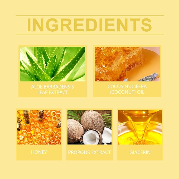 Honey Lip Balm, Propolis Long Lasting Hydrating Lip Butter & Mask, Overnight Nourishing Care, Gentle Exfoliation, Non-sticky Fresh Texture-Velvo Beauty