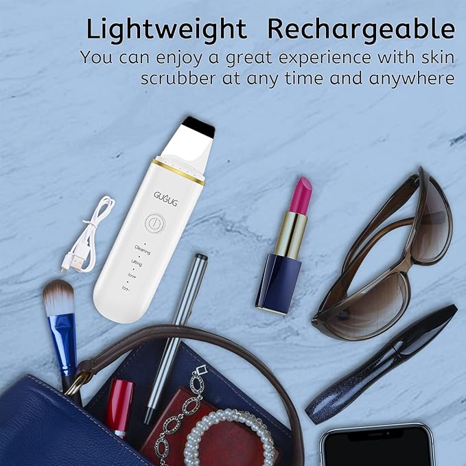 GUGUG Skin Scrubber Face Spatula Skin Spatula Pore Cleaner Blackhead Remover Tools for Facial Deep Cleansing-4 Modes -White-Velvo Beauty