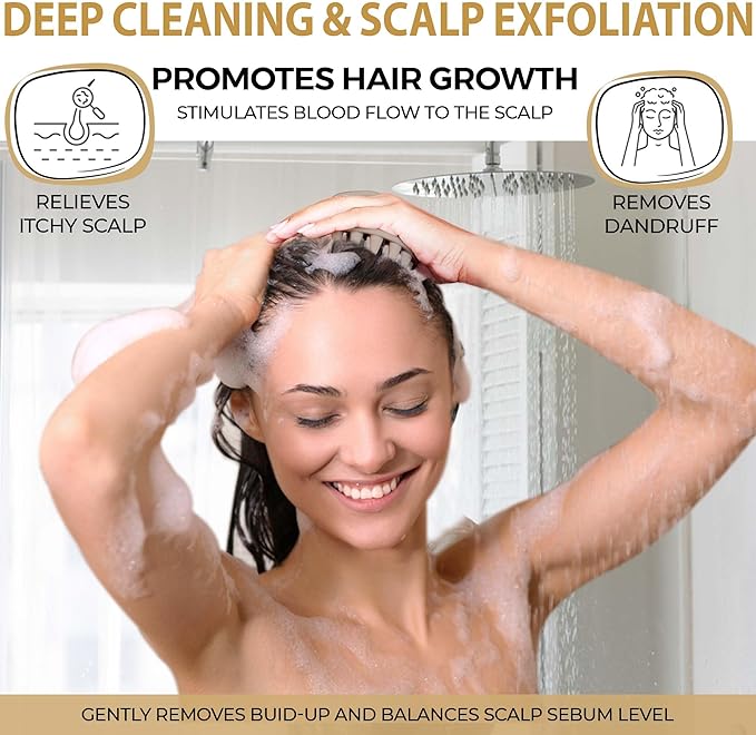 Fiora Naturals Scalp Massager Shampoo Brush - Silicon Scalp Scrubber & Exfoliator for Dandruff Removal and Hair Growth, Scalp Brush for Wet & Dry Hair, Shampoo Brush for Men, Women, Kids - BPA Free-Velvo Beauty