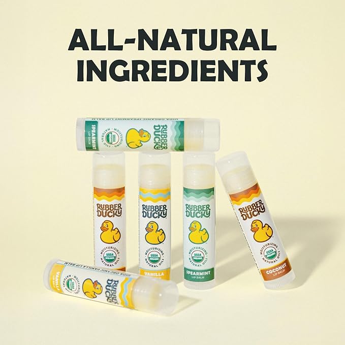 Rubber Ducky Sunscreen - Organic Lip Balm for Women, All Natural Lip Balm Stick with Vitamin E - Moisturizing & Hydrating Lip Balm for Dry Lips - Untinted and Non-Toxic Lip Care - Coconut, 3 Pack-Velvo Beauty