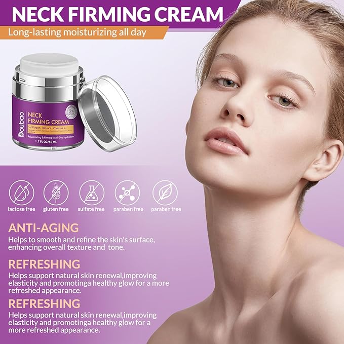 Advanced Neck Firming Cream – 3% Retinol & Hyaluronic Acid for Wrinkle Reduction, Lifting & Skin Tightening – Anti-Aging Moisturizer for Face, Neck & Décolleté – Deep Hydration, 3.4 FL（2 bottle）-Velvo Beauty