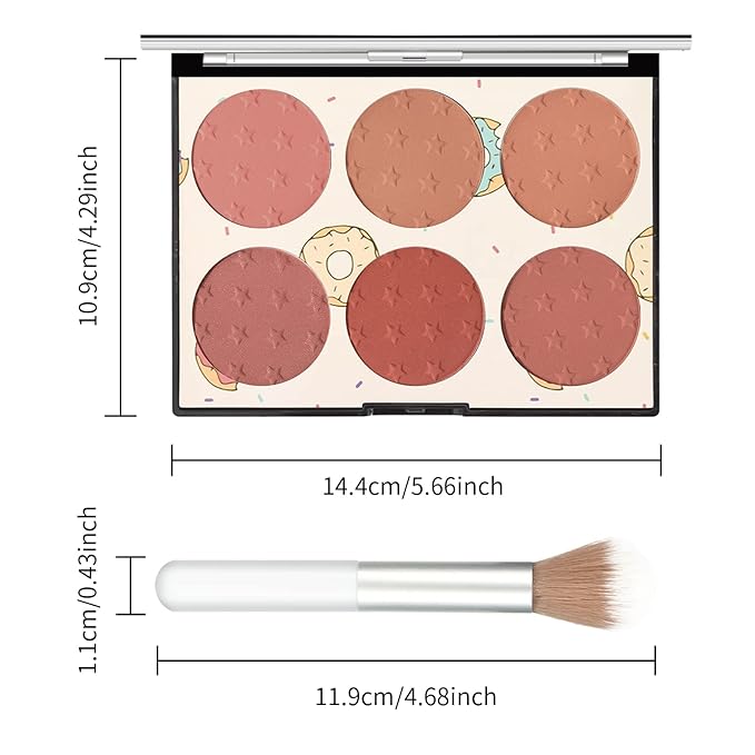 KYDA 6 Colors Blush Palette, Matte and Shimmer Blush Palette, Smooth Blendable Powder, Multiuse Blusher Makeup with Contour Highlighter-Set A-Velvo Beauty