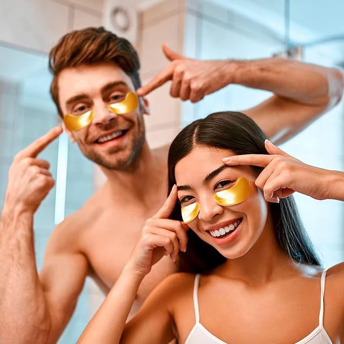 30 Pairs Collagen Lip Masks & Under Eye Mask, Gel Crystal Moisturizing Lip Mask, 24K Gold Under Eye Patches for Puffy Eyes, Dark Circle, Reducing Fine Lines, Effectively Nourishes Lip & Eye Skin Care-Velvo Beauty