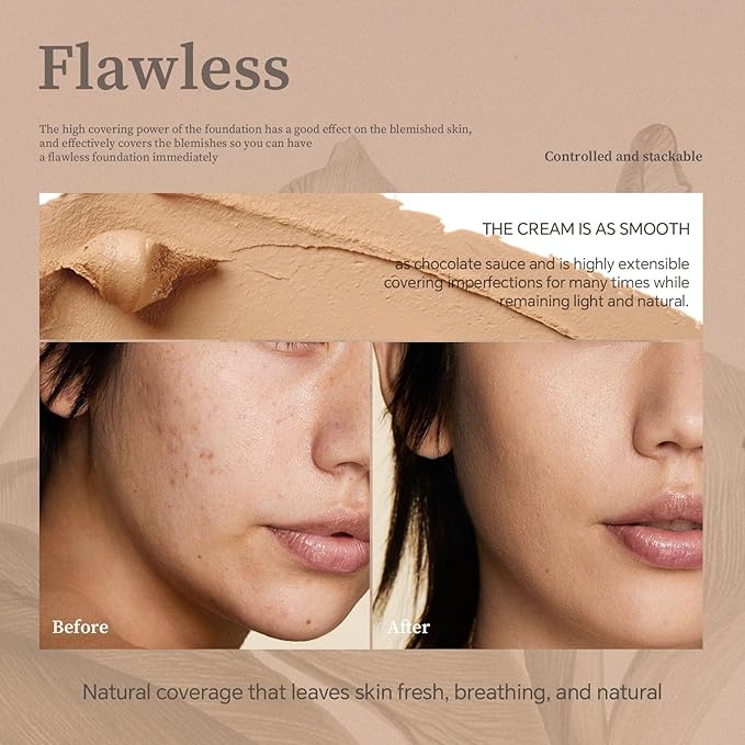 Foundation Stick, Multi-Use Foundation Stick Makeup with Built-In Foundation Brush, Lightweight Buildable Medium-to-Full Coverage, Longwear Contour Stick Foundation Face Stick, Natural Finish-Velvo Beauty