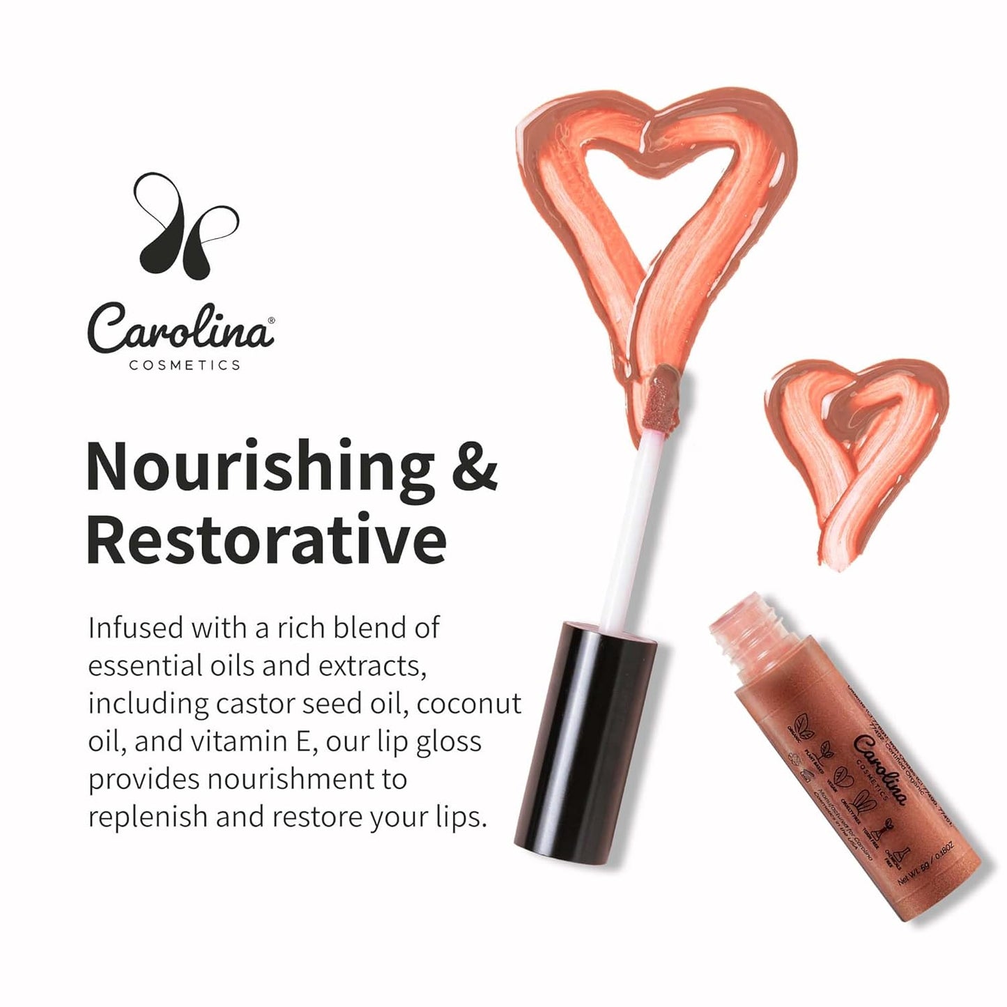 Plant-Based Non-Sticky Lip Gloss (Nude with Attitude) - Hydrating & Nourishing - Sunflower Seed Oil, Cacao & Grape Seed Oil - Gluten-Free, Vegan, Non-GMO, Paraben-Free - 5g/0.18oz-Velvo Beauty