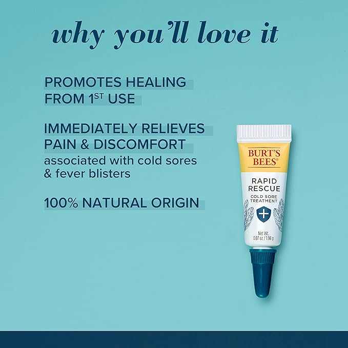 Burt's Bees Cold Sore Treatment and Medicated Lip Balm, College Back to School Dorm Essentials, With Menthol and Eucalyptus Oil, Natural Origin Skincare, 2 Tubes, 0.07 oz./0.15 oz.-Velvo Beauty