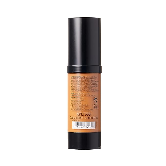 Kiss New York Professional Liquid Foundation - Lightweight and Hydrating Formula, Natural Finish, Control Shine, Cover Pores, Medium to Full Coverage, Green Tea Extract (Cappuccino)-Velvo Beauty