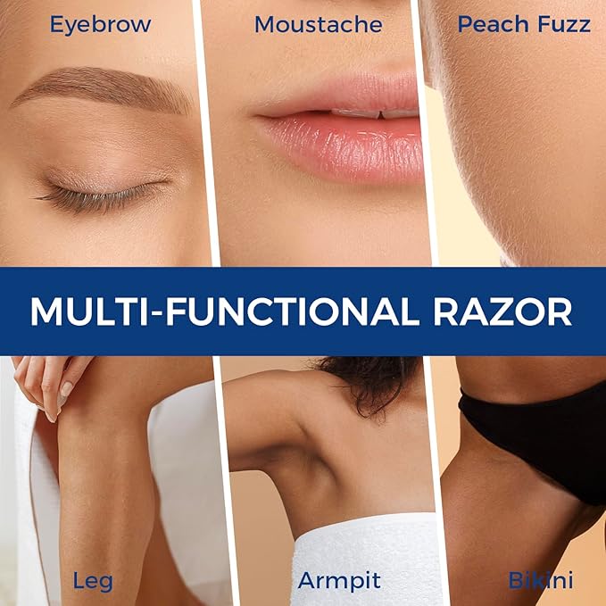 ZOMCHI Eyebrow Razor, Face Razors for Women&Men, Eyebrow Trimmer with Protective Silicone Cap, Dermaplane Razor-Easy&Safe Hair Removal(Blue,11 Blades)-Velvo Beauty