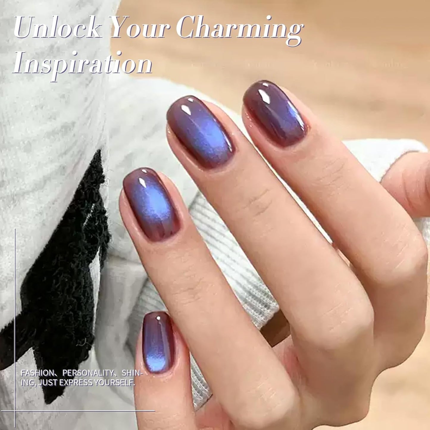 BORN PRETTY Cat Magnetic Eye Gel Nail Polish,Indigo Eggplant Glitter Cat Magnetic Gel Nail Polish Magnetic Nail Polish for Nail Art Manicure Salon DIY at Home 15ML-Velvo Beauty