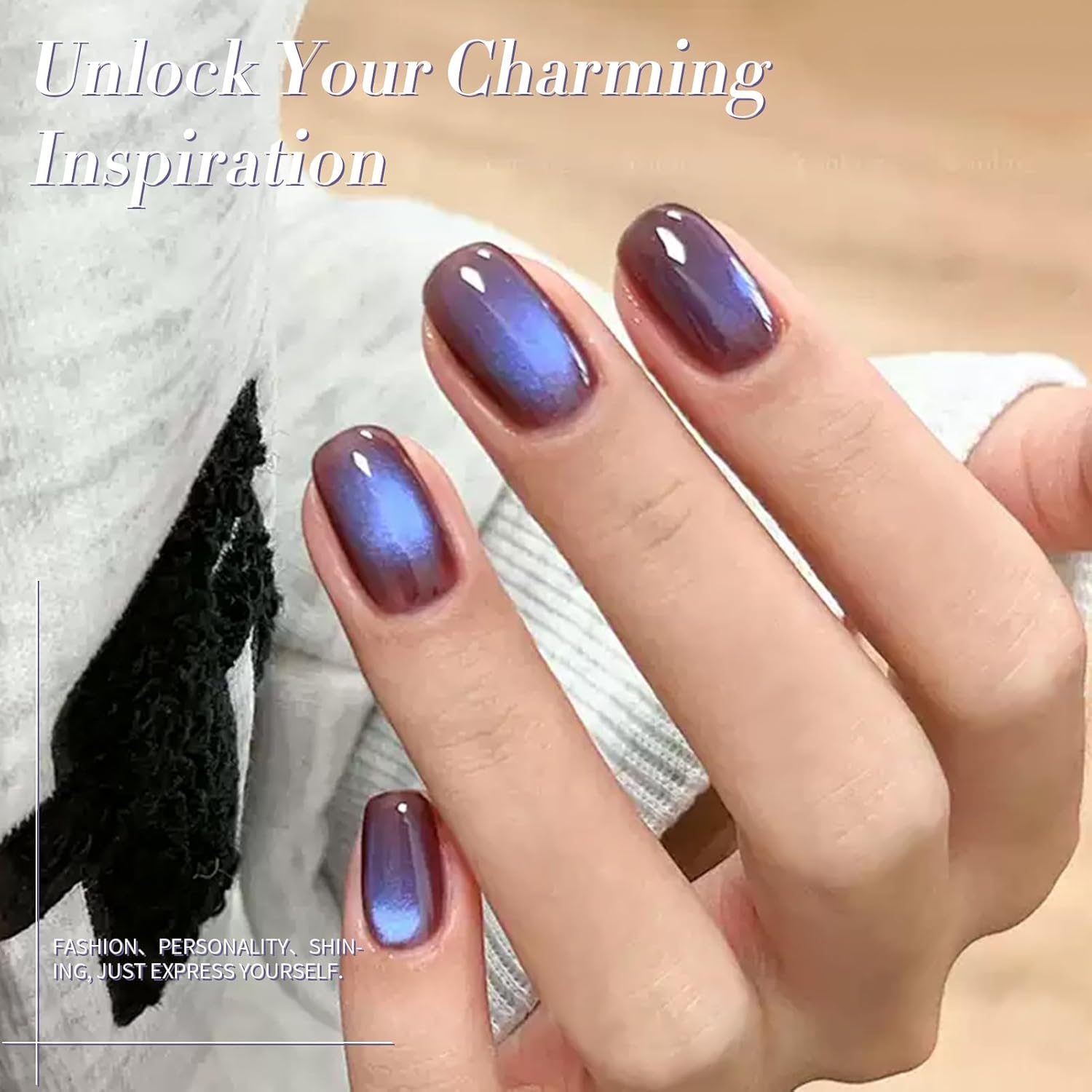 BORN PRETTY Cat Magnetic Eye Gel Nail Polish,Indigo Eggplant Glitter Cat Magnetic Gel Nail Polish Magnetic Nail Polish for Nail Art Manicure Salon DIY at Home 15ML-Velvo Beauty