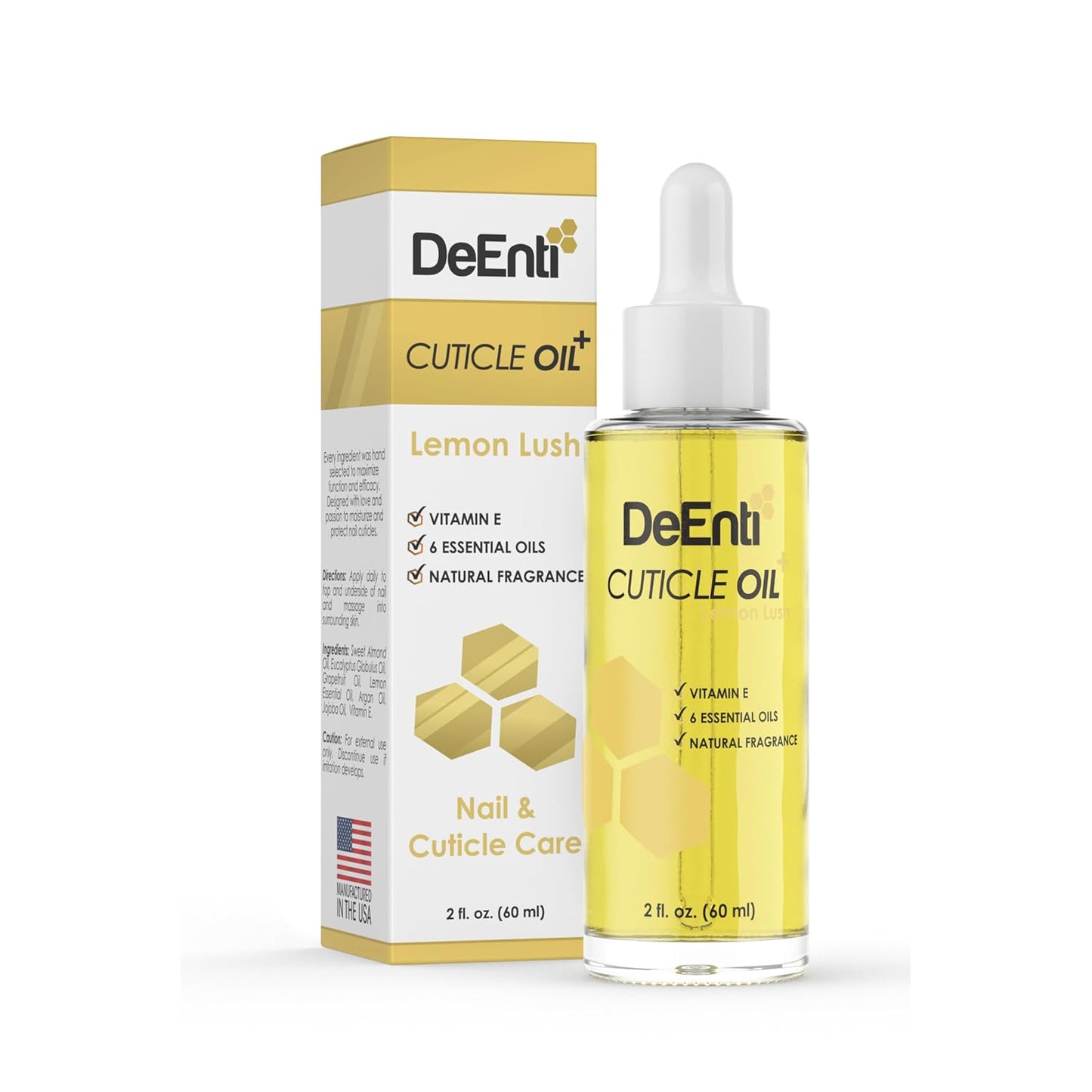 DeEnti Cuticle Oil, Jojoba Oil for Nails, 2oz Hydrating Cuticle Nail Oils, Lush Lemon Scented Cuticles Repair, Vitamin E Nail Supplies, Professional Salon Quality Manicure Supplies-Velvo Beauty