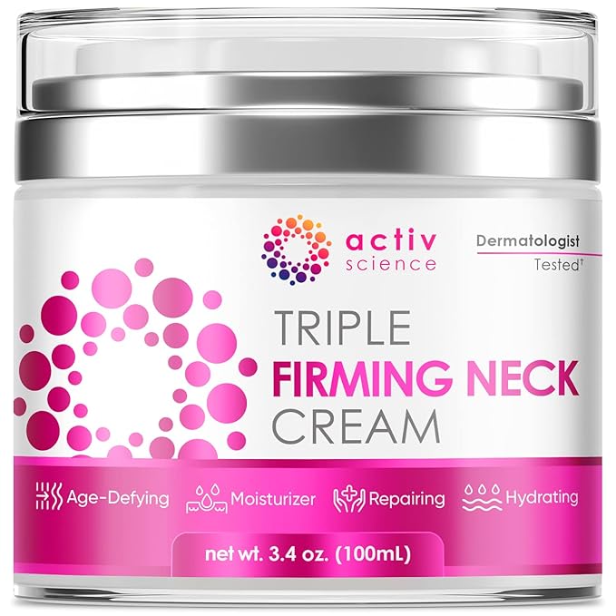 ACTIVSCIENCE Neck Firming Cream - Natural Anti-Aging Facial Moisturizer with Retinol Collagen & Hyaluronic Acid - Day & Night Anti-Wrinkle Cream - Firming, Hydrating Face Cream - 3.4Oz-Velvo Beauty