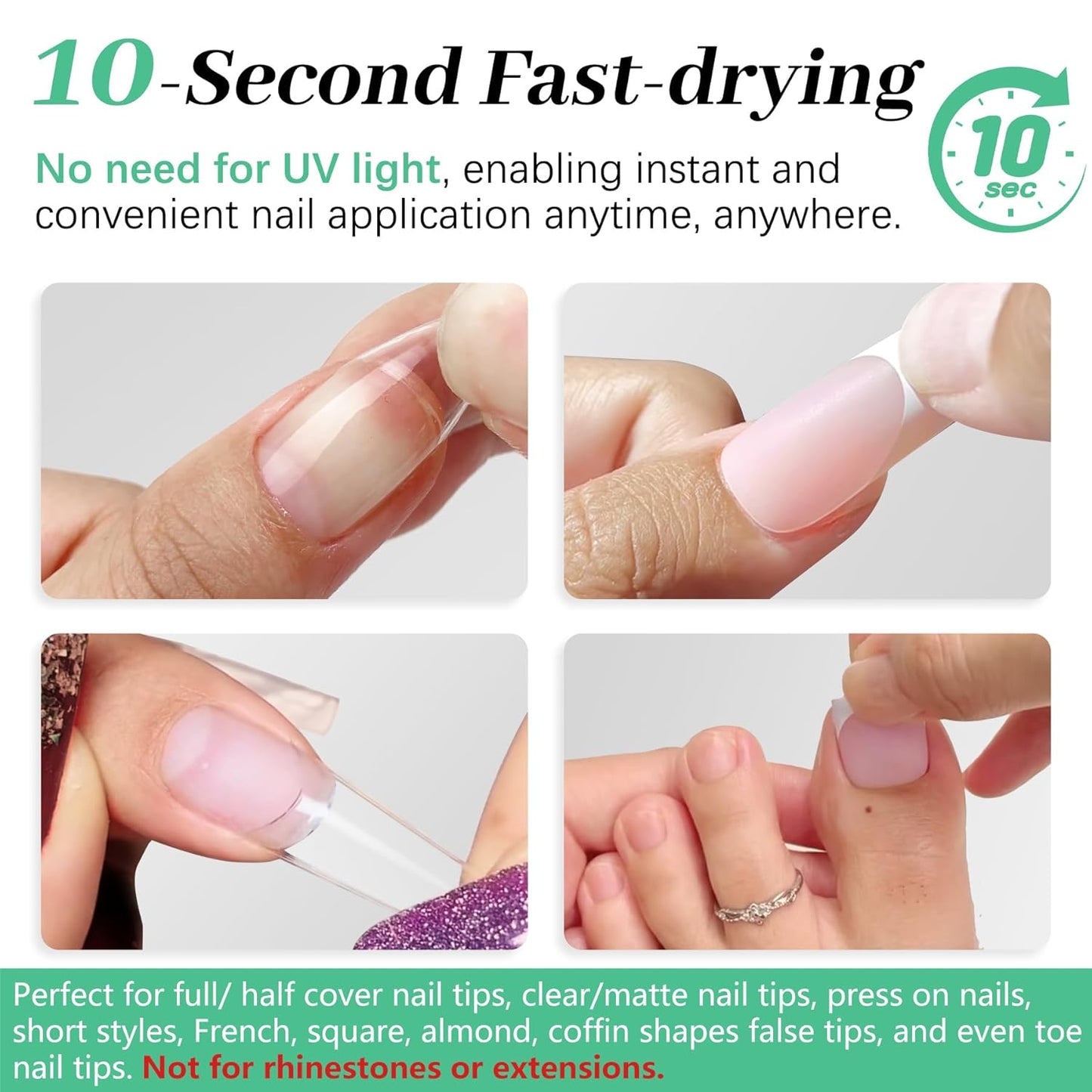 Nail Glue for Press Ons 10g & 5ml 2 in 1 Remover Pen Set, Quick Drying Semi Solid Glue on Nails No Lamp Needed Long Lasting 28+ Days, Gentle Removal Fake Acrylic Nail Tips Not for Gel Polish Base Coat-Velvo Beauty