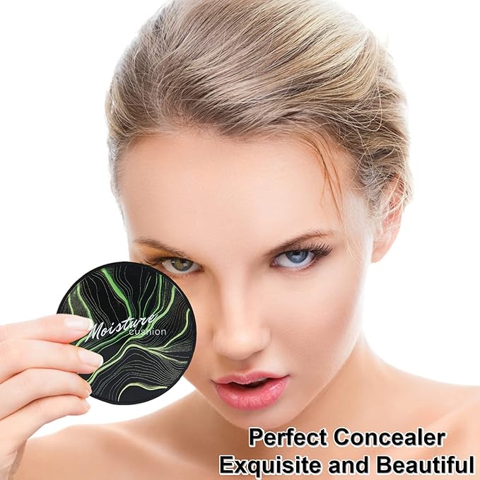 Mushroom Head Air Cushion CC Cream Foundation,QIUFSSE Mushroom Head Foundation BB Cream Makeup Foundation Concealer Brighten Long-lasting Oil Control and Moisturizing-Natural-Velvo Beauty