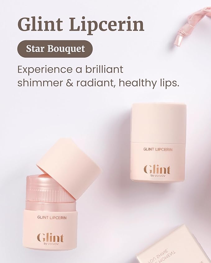 Glint Lipcerin (Star Bouquet, 0.5fl oz) - Long Lasting Hydrating lip gloss with Shea Butter for a Natural Looking, Korean Skin care. Ideal for Chapped, Dry, Cracked, or Damaged Lips.-Velvo Beauty