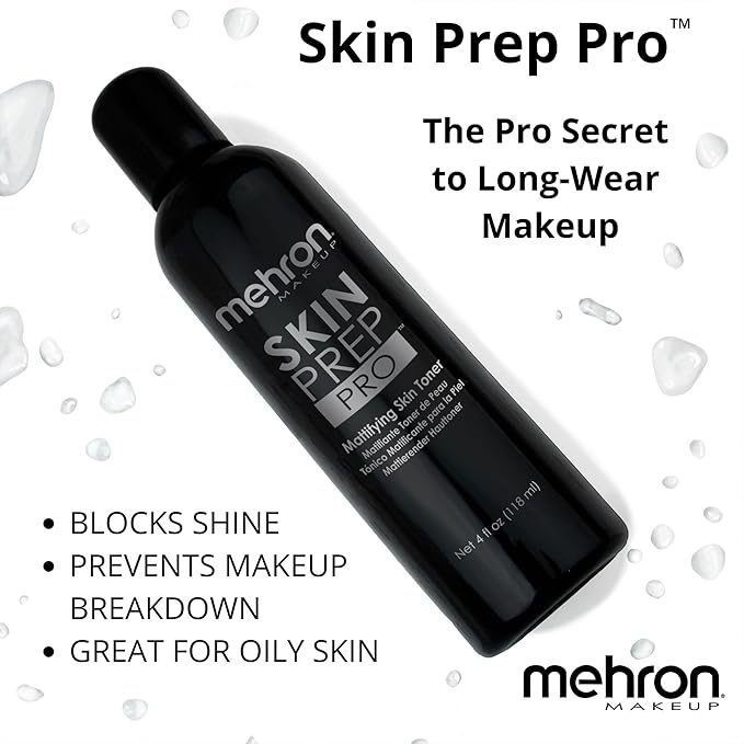 Mehron Makeup Skin Prep Pro Mattifying Skin Toner | Long Lasting Pre-Makeup Skin Primer 4 fl oz (120 ml)-Velvo Beauty