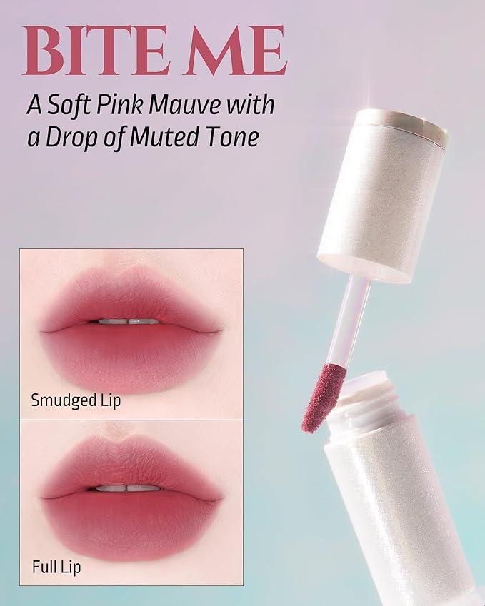 HEVVYMAKEUP Blurring Effect Lip Tint - Airy Velvet Matte Lips - Vegan, Longwear, Vibrant, Buildable Creamy Soft Texture - Korean Lip Makeup, Bite Me, 0.13 fl.oz.-Velvo Beauty