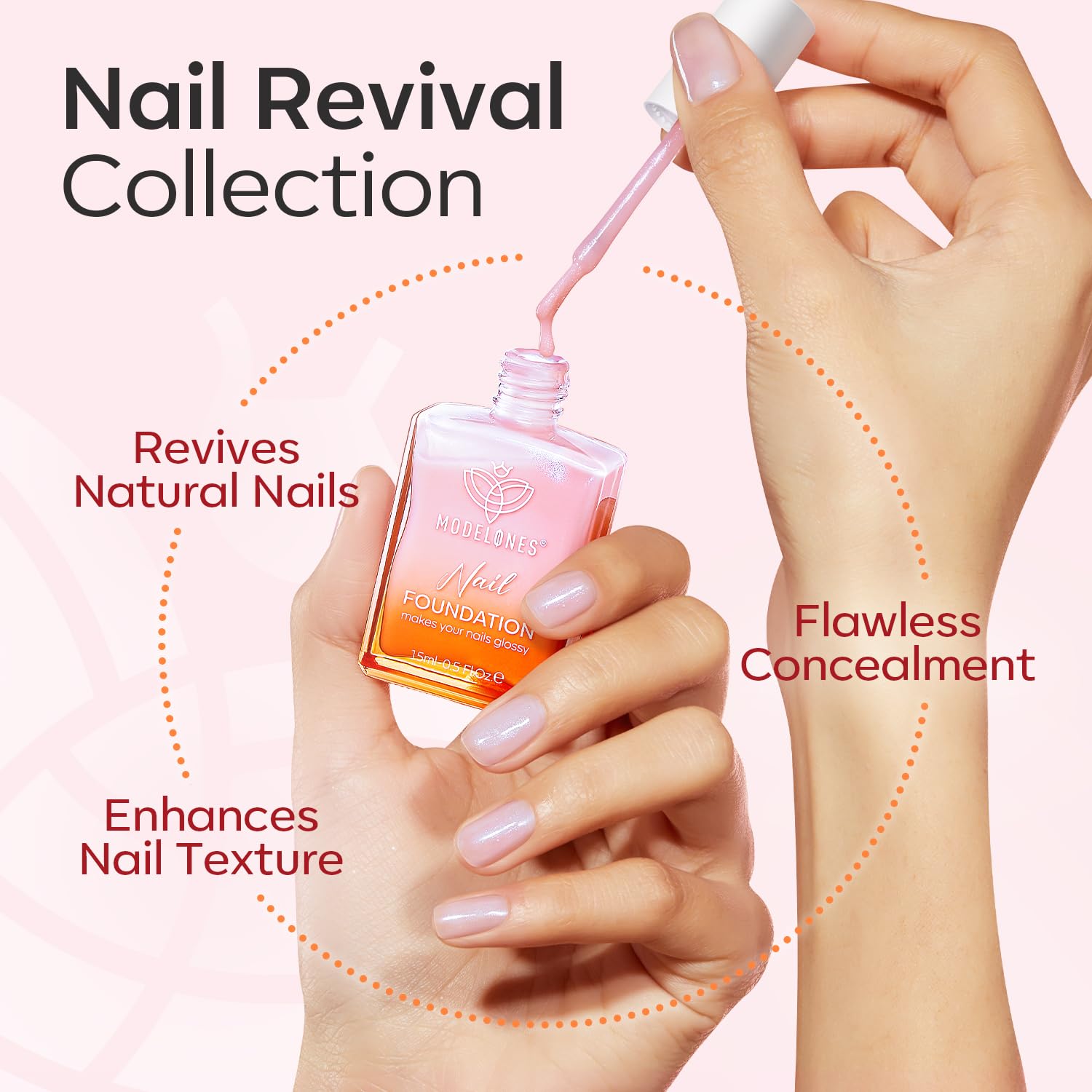 modelones Nail Strengthener Clear Gel Top Coat Nail Polish Cuticle Oil Pen Pink Nail Repair for Damaged Nails Care Kit for Women 15 ml Ridge Filler for Growth-Velvo Beauty