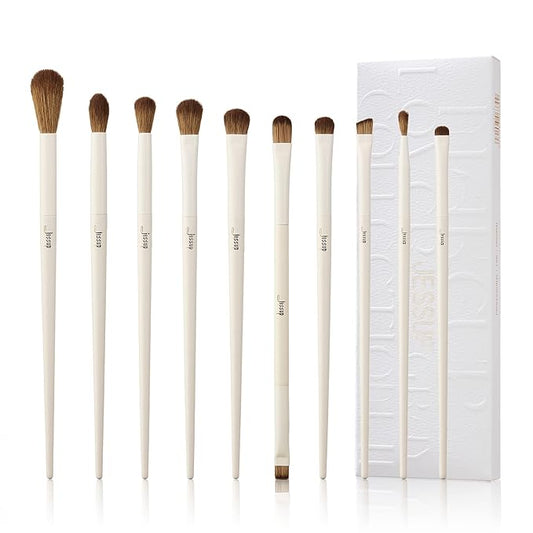 Jessup Precision Makeup Brushes 10Pcs Eye Makeup Brush Set Premium Synthetic Eyeshadow Concealer Eyeliner Eyebrow Blending Highlight Brush, Light Grey T330-Velvo Beauty