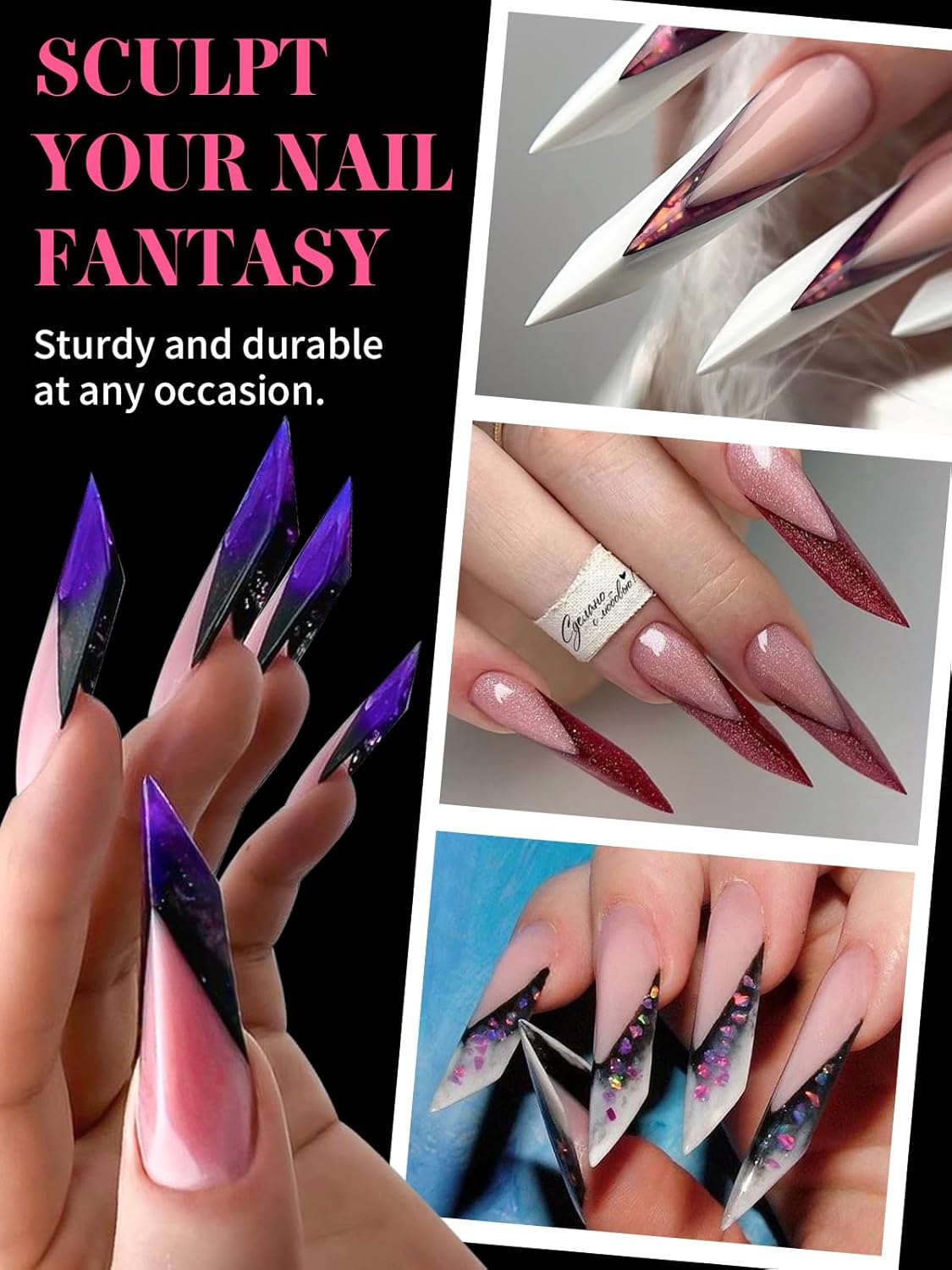 EBANKU Dual Nail Forms for Poly Extension Gel, 150 PCS Clear Claw Nail Molds Reusable 15 Sizes Nail Extension Forms for Builder Gel Manicure Design Salon DIY-Velvo Beauty