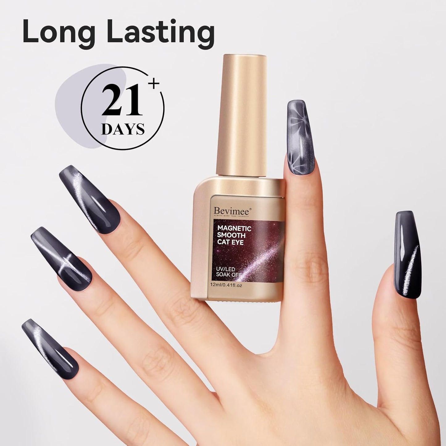 Cat Eye Gel Polish - Black, Glitter Magnetic Nail Polish Moonlight, Cateye Polish With Magnet Stick Holographic Shimmer Cateye Effect, UV Velvet Gel Nail Art Manicure Salon DIY Home, 12ML-Velvo Beauty