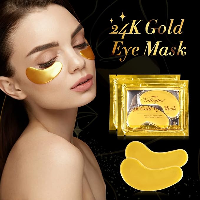 Under Eye Mask,20 pairs 24K Collagen Eye Pads,Under Eye Patches Skincare for Anti Aging,Anti Wrinkle,Reducing Eye Puffiness,Dark Circles-Velvo Beauty
