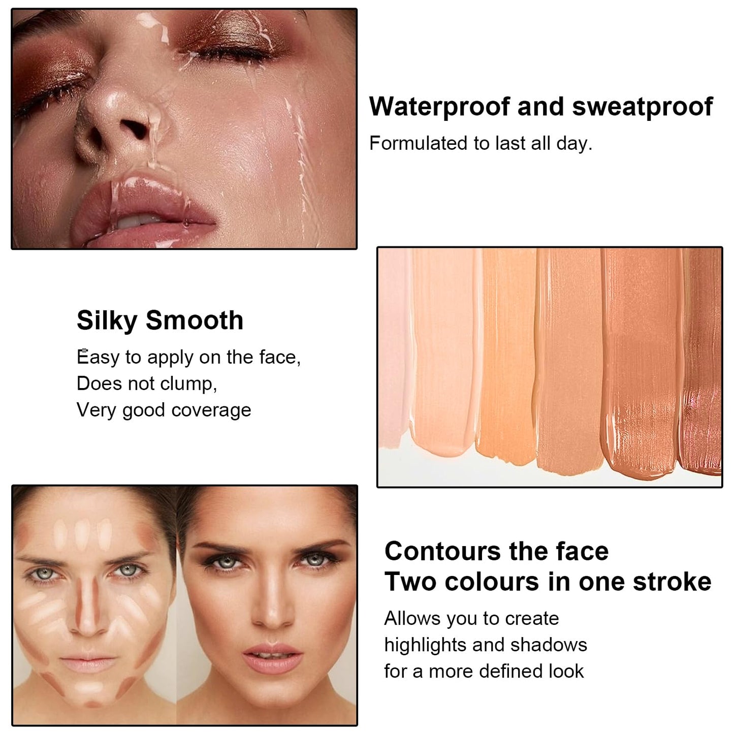 6 Colors Cream Contour Stick Makeup, Primer Face Highlighter Contouring for Beginners, Highlight and Contour Kit, Cream Concealer Makeup Blush Stick, Primer Face Corrector (SET B)-Velvo Beauty