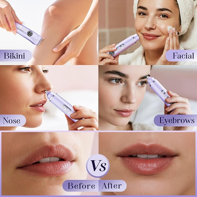 Bikini Trimmer for Women|Hair Removal Shaver - Painless Electric Razor, Cordless Body Shaver for Travel, Replaceable Lady Facial Razor|Trim Nasal/Eyebrows, IPX7 Waterproof&Easy Cleaning, Ceramic Blade-Velvo Beauty