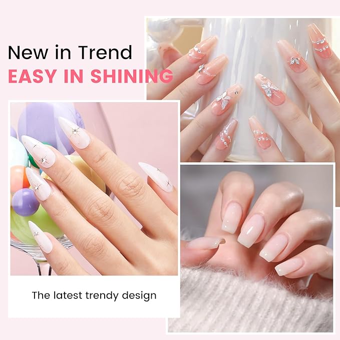 Jelly Gel Nail Polish Kit with U V Light, Hema-Free Milky Jelly White Pink Nude Orange Gel Polish Set with Base & Top Coat Chrome Nail Powder, 4 Colors Mini Salon Nail Art Starter Gift for Women Girl-Velvo Beauty