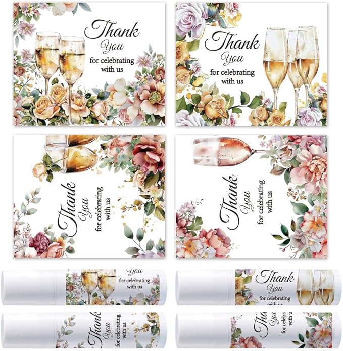 OLYCRAFT 100Pcs Self-Adhesive Lip Balm Tag Sticker 1.7~2.1x1.7~2.1 Inch Waterproof Adhesive Label with Champagne Pattern Lipstick Tag Sticker for Lip Balm Container Tubes Lipstick Wrapping Decoration-Velvo Beauty