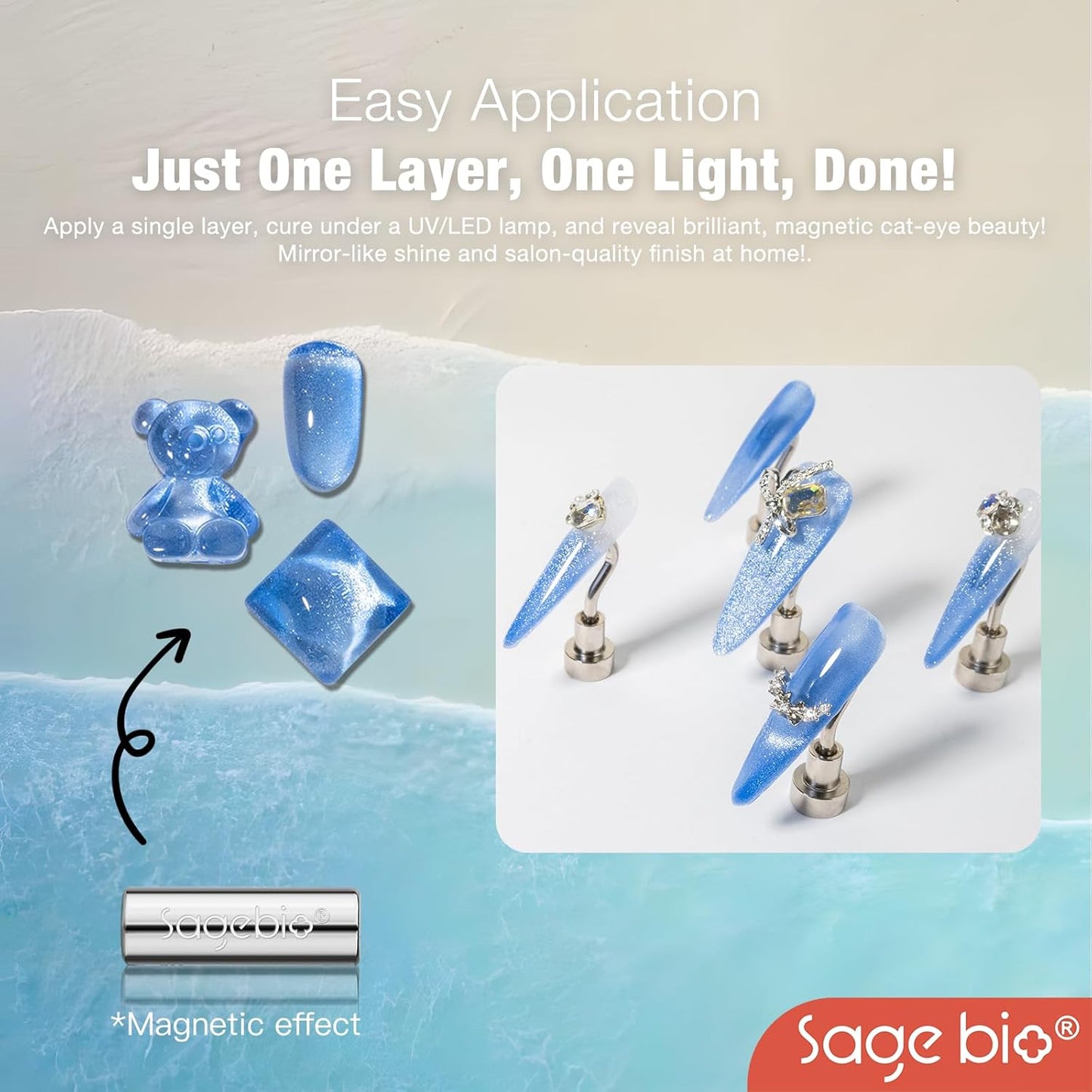 Multifunctional Cat Eye Gel Nail Polish, No Base or Top Coat Required, 15ml, Lasts Up to 4 Weeks, UV/LED Cured, Easy Application, R120-Velvo Beauty