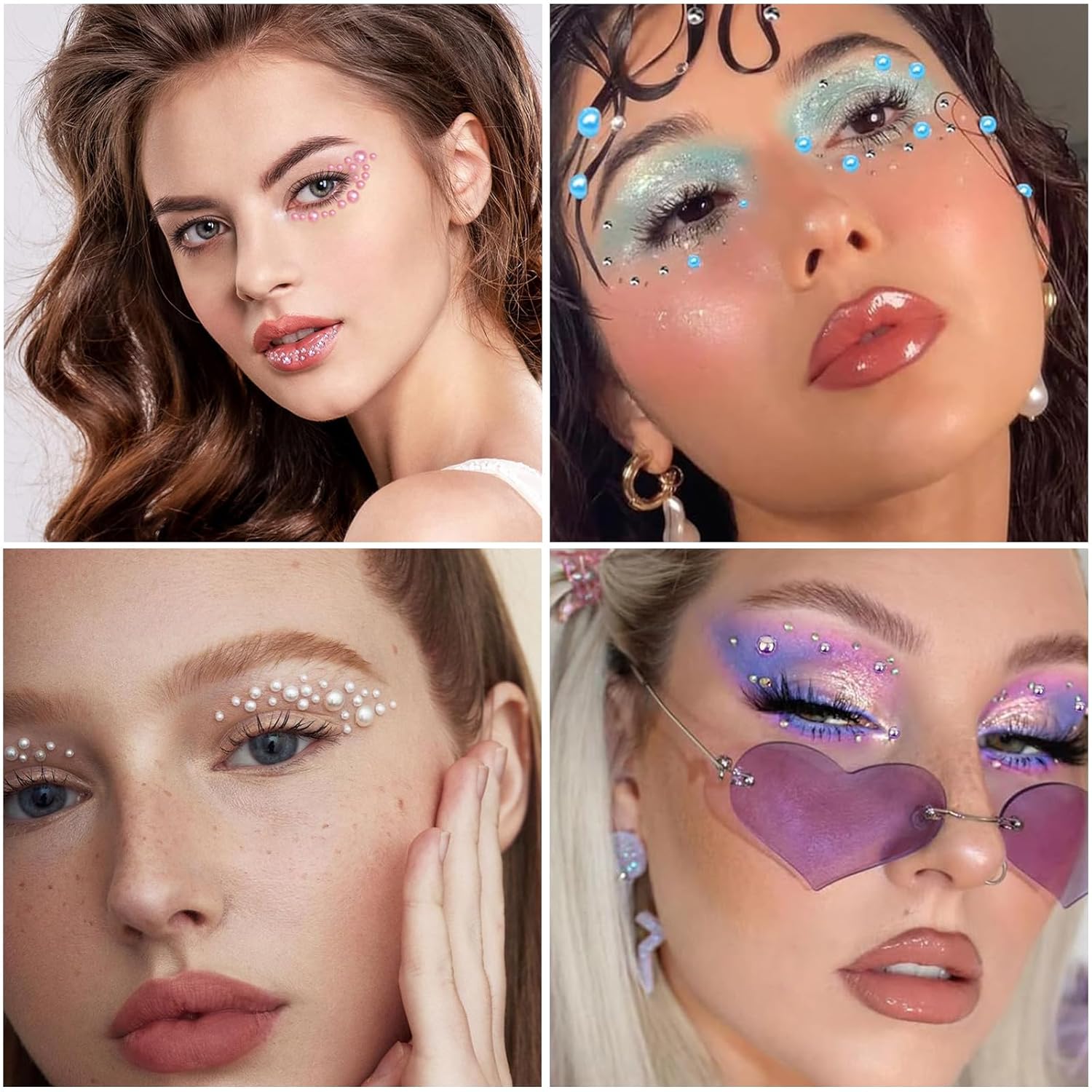 Nail Art Pearls with Glue Gel Flatback Pink Purple 4 Colors Nail Charms Pearls Mixed Size 0.03-0.18in Nails Gems Pearl Accessories for Women Nails Design Decoration-Velvo Beauty