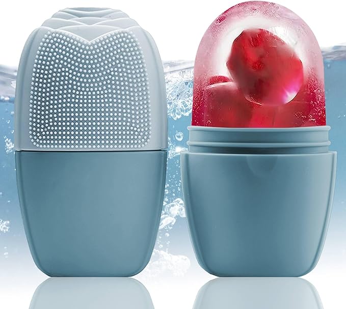 XHJRI Ice Face Roller Massager,Ice Cube Roller for Face, Eyes and Neck Naturally Conditioning and Skin Care,De-Puff Eye Bags,Reduce Migraine Pain,Reusable Massage Silicone Ice Mold (New Blue)-Velvo Beauty