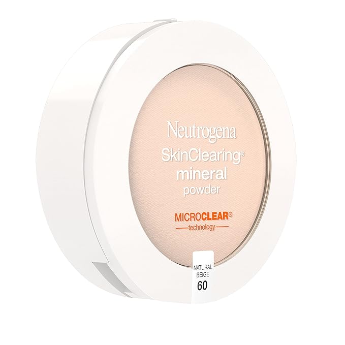 Neutrogena SkinClearing Mineral Acne-Concealing Pressed Powder Compact, Shine-Free & Oil-Absorbing Makeup with Salicylic Acid to Cover, Treat & Prevent Breakouts, Natural Beige 60,.38 oz (Pack of 2)-Velvo Beauty