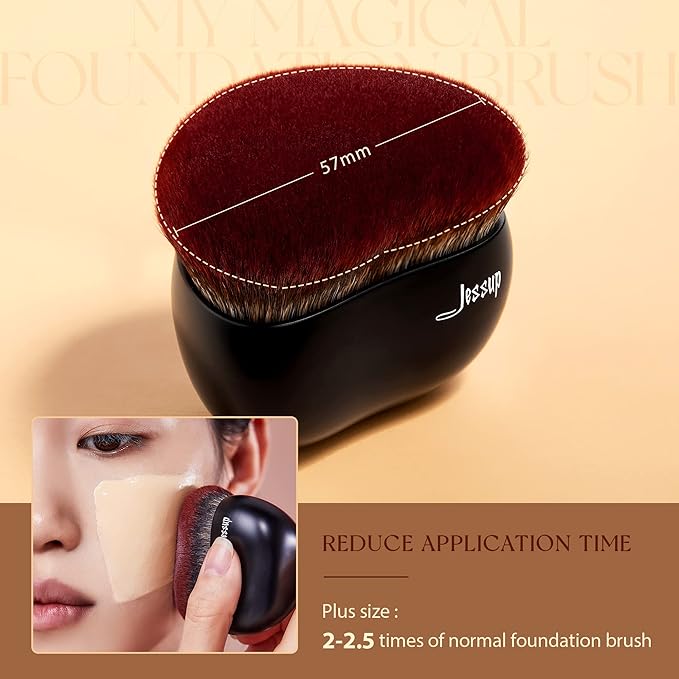 Jessup Foundation Brush Large Kabuki Makeup Brush for Face Body Blending Buffing Stippling Liquid Powder Cream Flawless with Gift Box, Black SF001-Velvo Beauty
