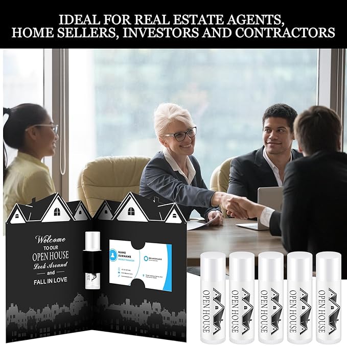 25 Pcs Open House Lip Balm with Cards Real Estate Agent Supplies Lip Moisturizer Moisturizing Lip Balm Bulk Moisturizing Lip Balm Stick for Open House Business Advertising Events-Velvo Beauty
