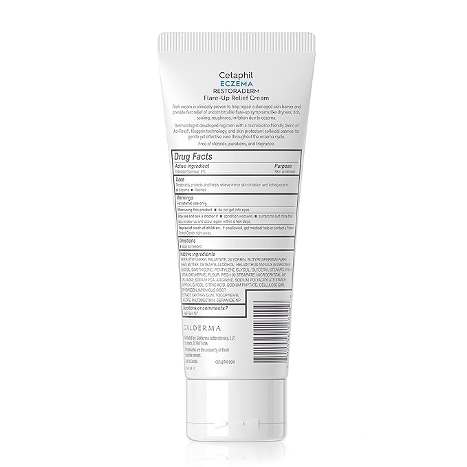 CETAPHIL ECZEMA RESTORADERM FLARE-UP RELIEF CREAM, For Eczema Prone Skin, 8 oz, Barrier Repair, 48 Hour Hydration, 2% Skin Protectant Colloidal Oatmeal, Steroid Free-Velvo Beauty
